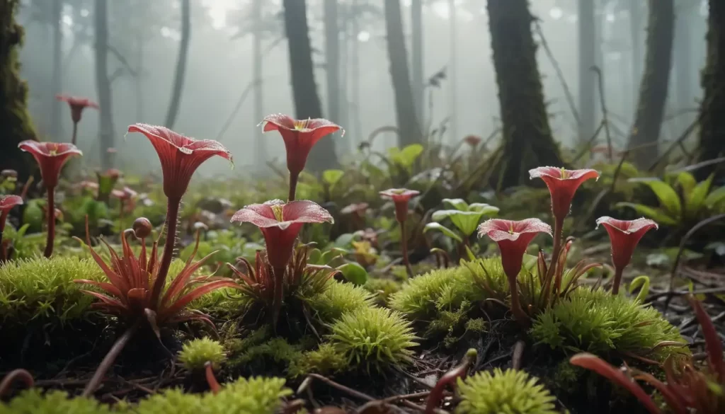 3D illustration of sundews