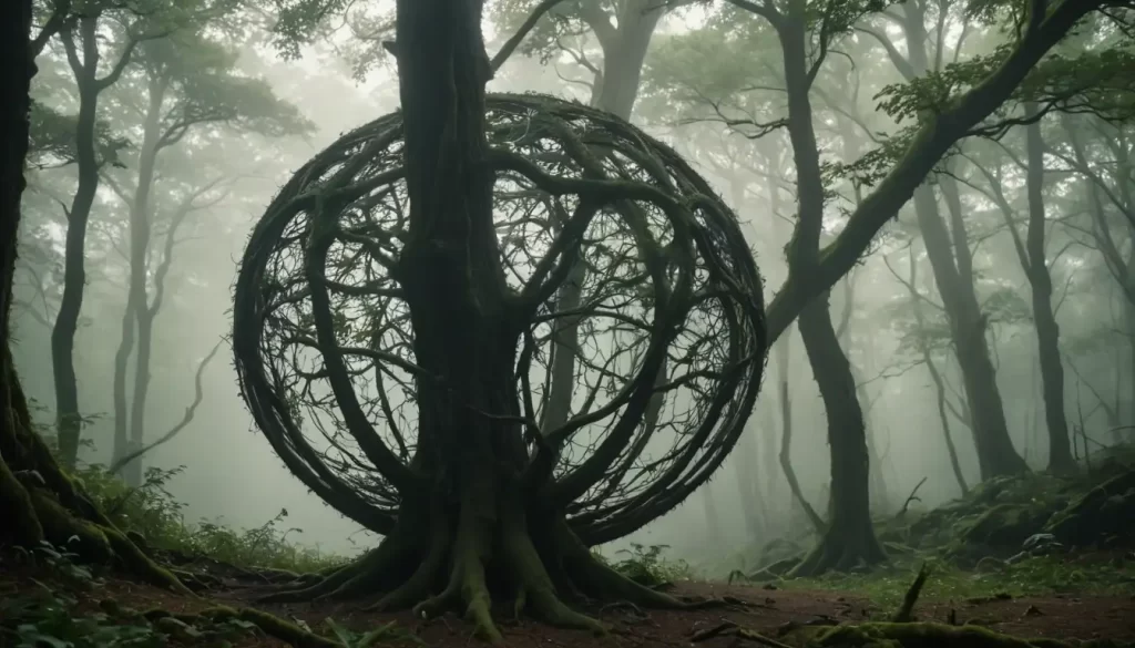 A spherical tree silhouette