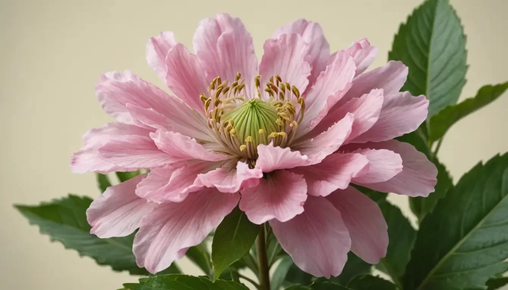 3D illustration of a delicate pink flower with ruffled petals