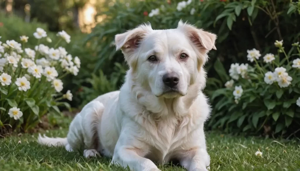White dog with wrinkled skin