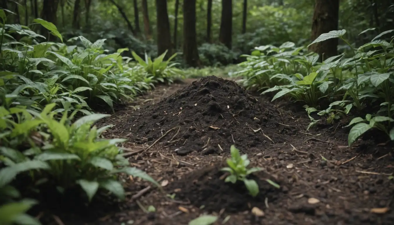 soil, garden, plants, greenery, natural, earthy, organic, compost, wood chips, carbon, forest floor, foliage, lush growth, thriving, flourishing