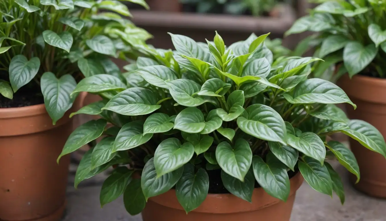 lush green leaves, vibrant colors, thriving plants, Peperomia species, soil texture, transplanting process, gardening tools, hands-on care, healthy growth, bright light, watering, humid environment, and a sense of serenity