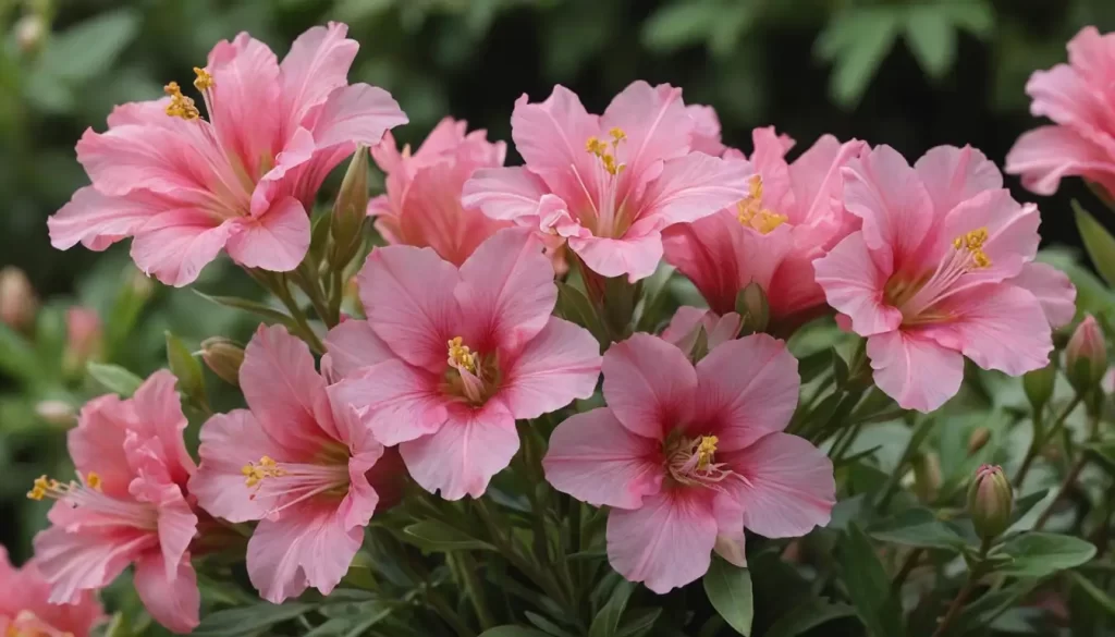 Blooms of godetia grandiflora in shades of pink