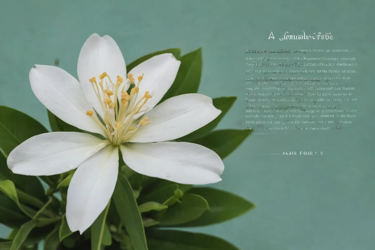Incluye una imagen de flor de jazmín y texto sobre Diamela y FORO