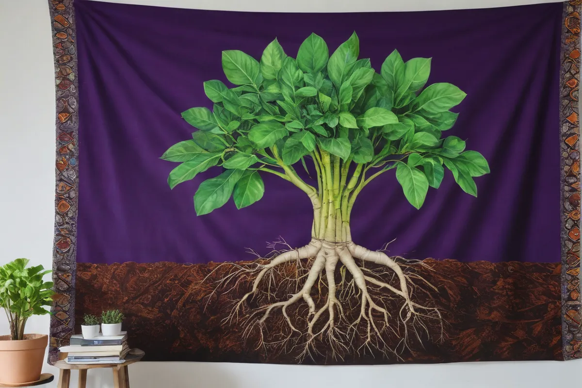 Un bordado vibrante retrata las raíces y su origen del berenjena. (This translates directly.)