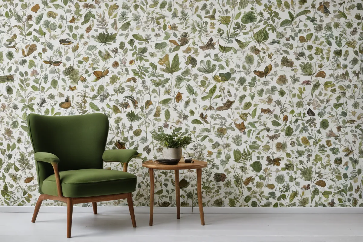 El papel de pared muestra insectos y plantas definiendo a una Aptera