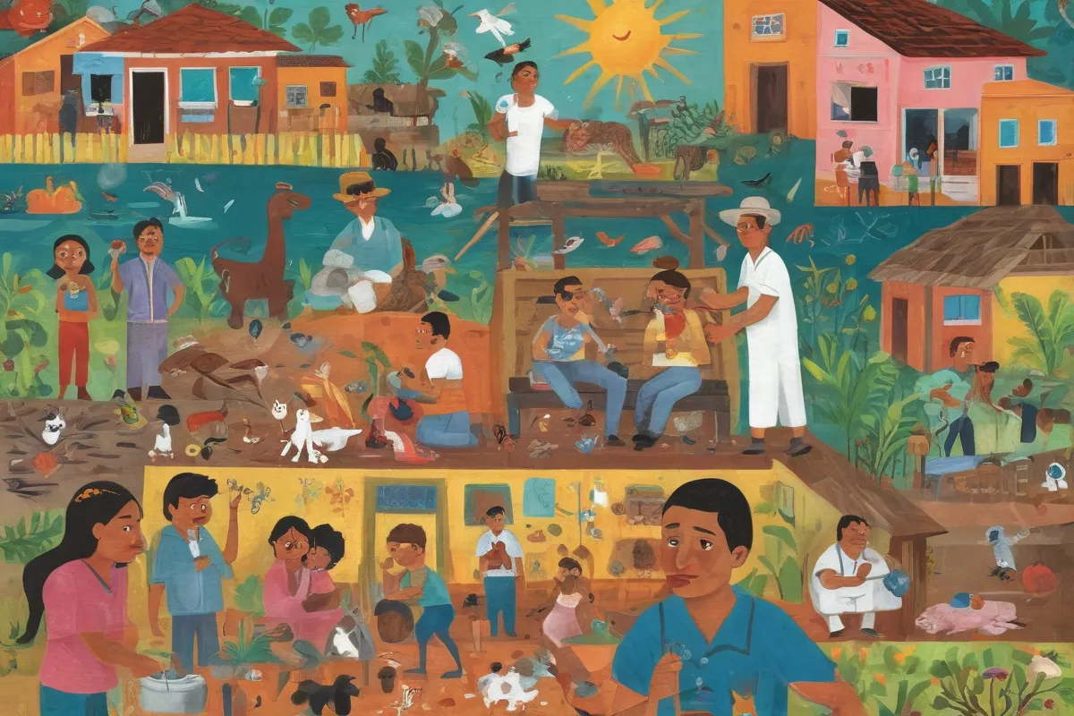 Un colorido dibujo ilustra las preocupaciones de salud de los habitantes de Parras, Venezuela