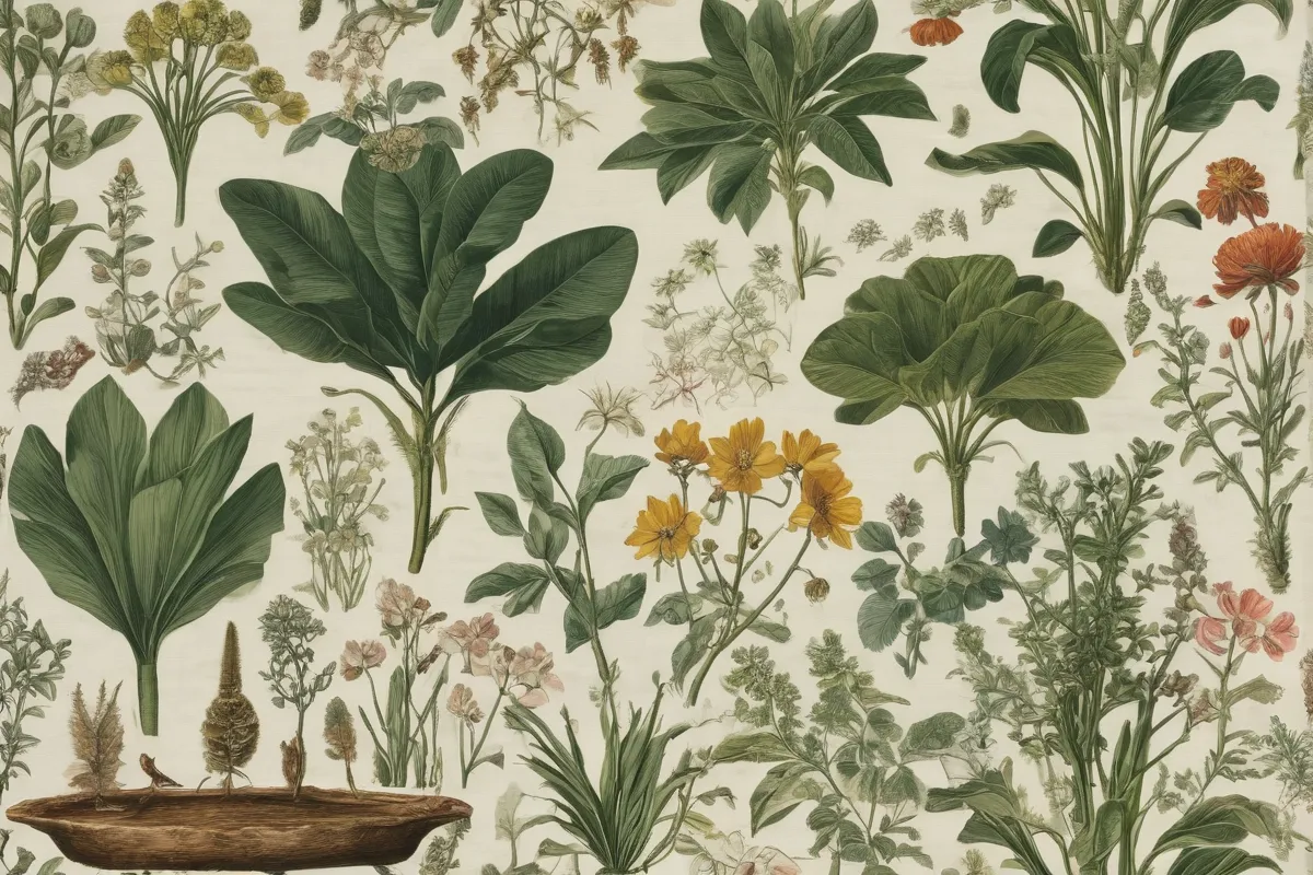 Papel tapizado de gramática botánica. (Plain translation: Botanical grammar wallcovering) **Explanation:** The meaning highlights the nature of the material (wallcovering) and the content (botany, ecology, waste, and agriculture). You want a shorter translation, and la pared con frases y explicaciones sobre el mundo vegetal may suffice too