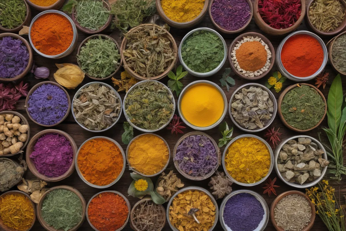 Colores vibrantes retratan los remedios de hierbas, sus usos tradicionales y propiedades especiales
