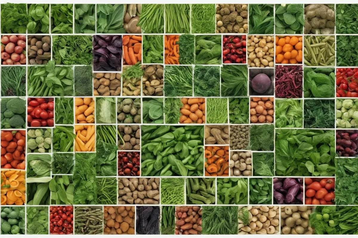 Formas abstract de vegetales y hierbas, alfabetizadas