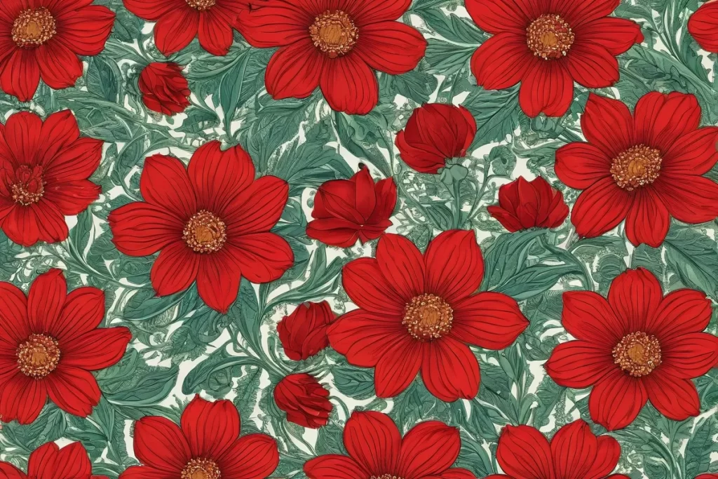 Flores rojas con diseño complejo y pétalos brillantes