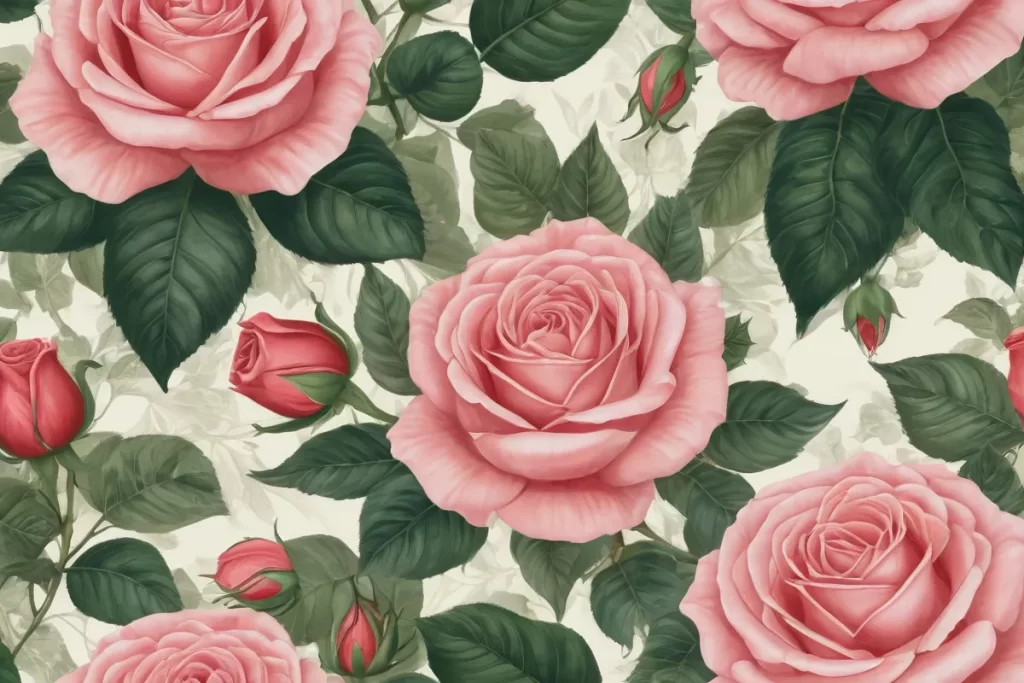Un diseño de papel de pared con flores rojas