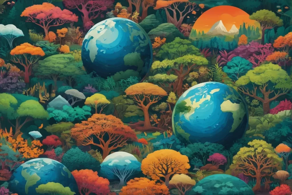 Un tapiz vibrante que ilustra la diversidad de los ecosistemas terrestres