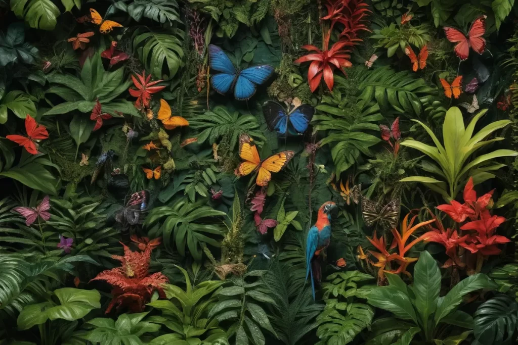 La selva muestra una increíble diversidad de plantas vibrantes