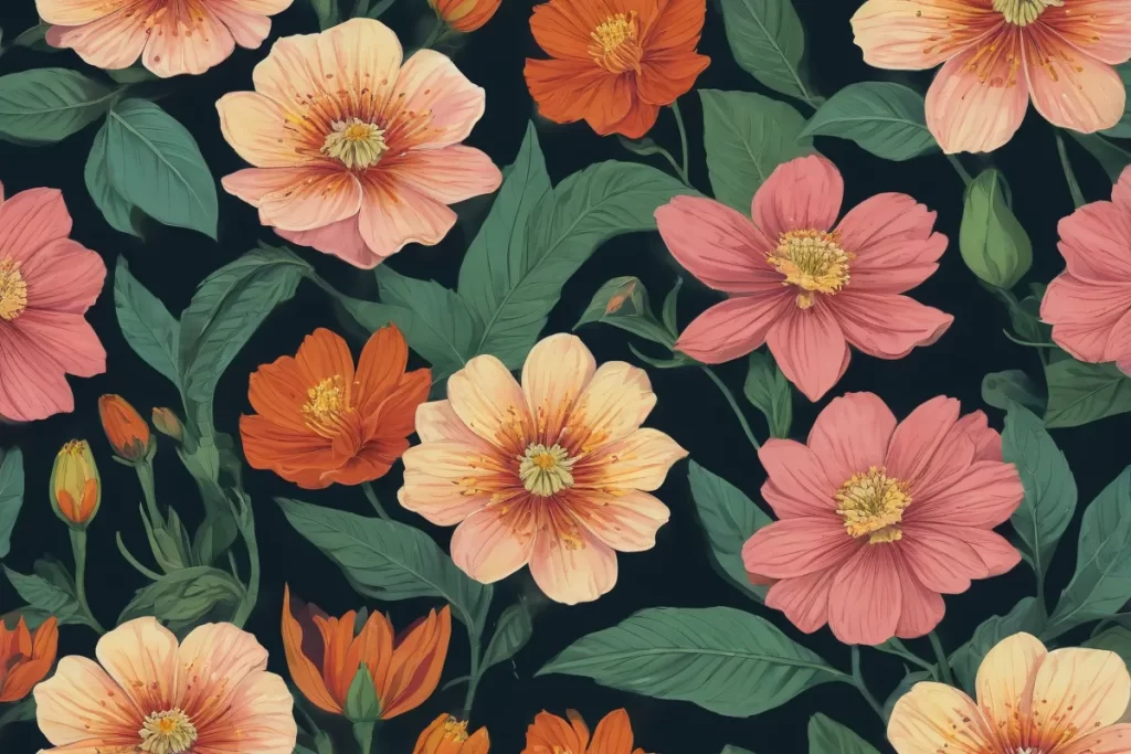 Un dibujo colorido de flores de azucena que muestra efectos y medidas de control para enfermedades