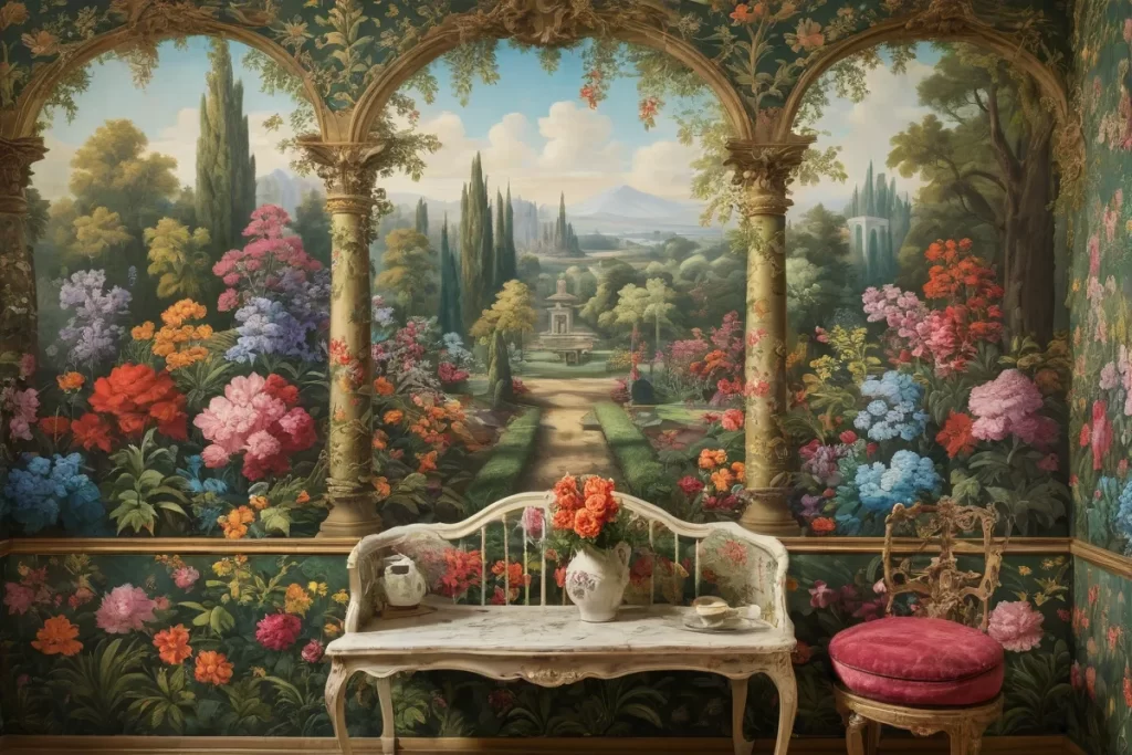 El jardín de flores de Málaga se refleja en la pared