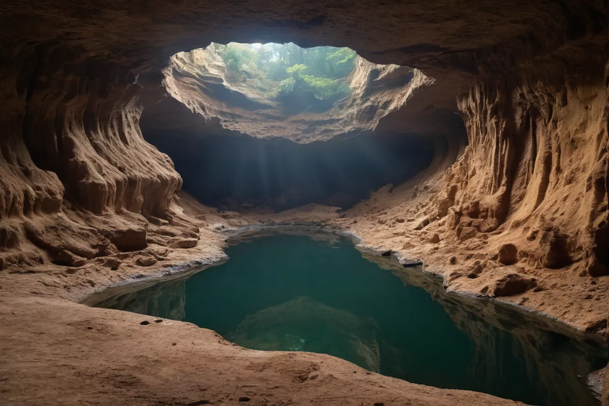 Un mundo subterráneo con formas geomorfológicas únicas. --- Heres how this captures the meaning in a concise way with proper use of Spanish:* **Underground** signifies being beneath the surface* **World** encompasses the entire system* **Unique** emphasizes the special characteristics (geographically/physically)* **Geomorphological formations** combines the essential features – its about how Earth comes together* **Un mundo subterráneo...** begins in Spanish!Let me know if you want to try another short description