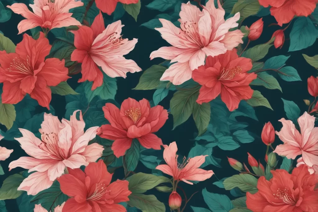 ¡Un patrón floral vibrante inspirado en las azalea china renacientes!
