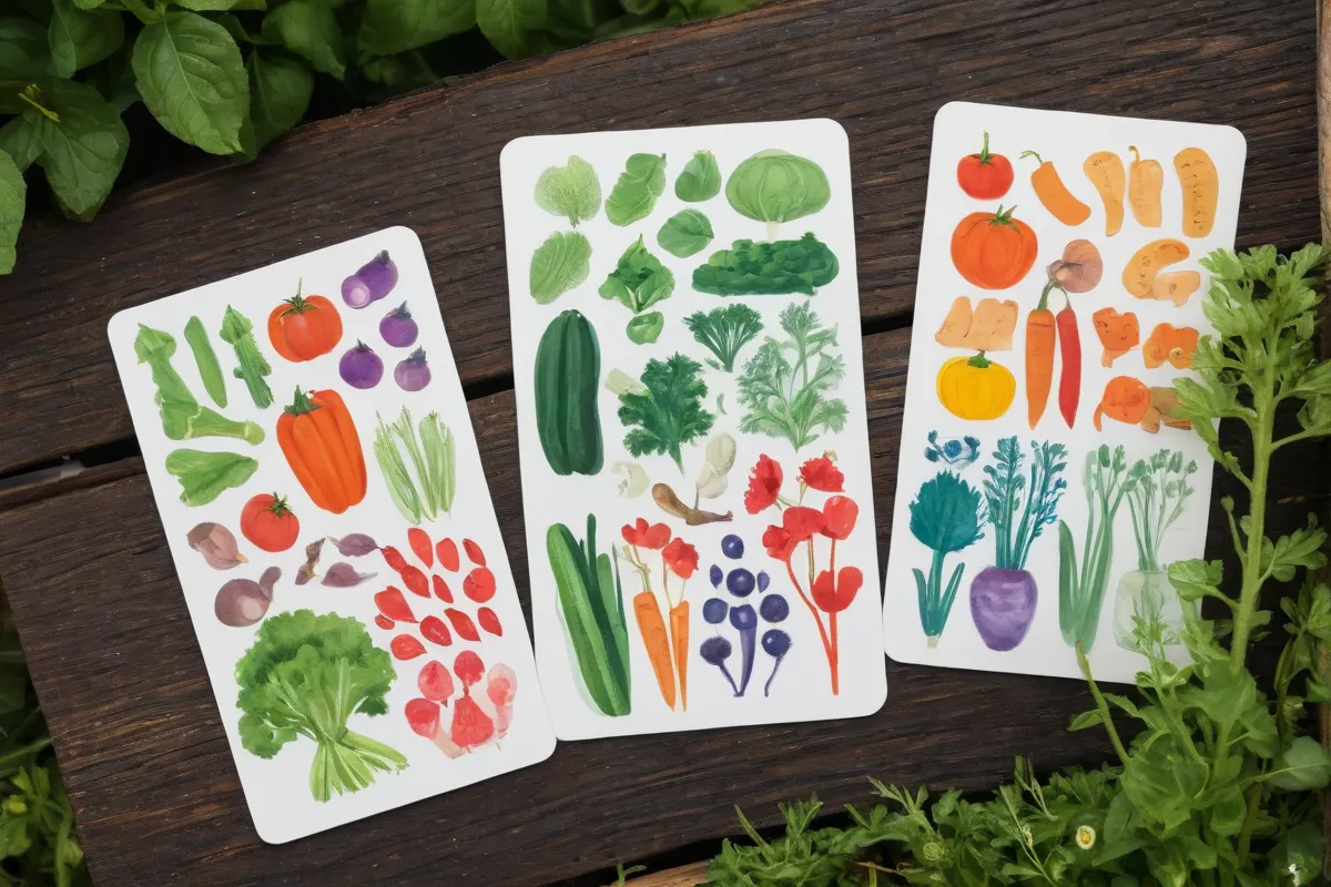 Cuadros abstractos de vegetales y flores para aprender el alfabeto