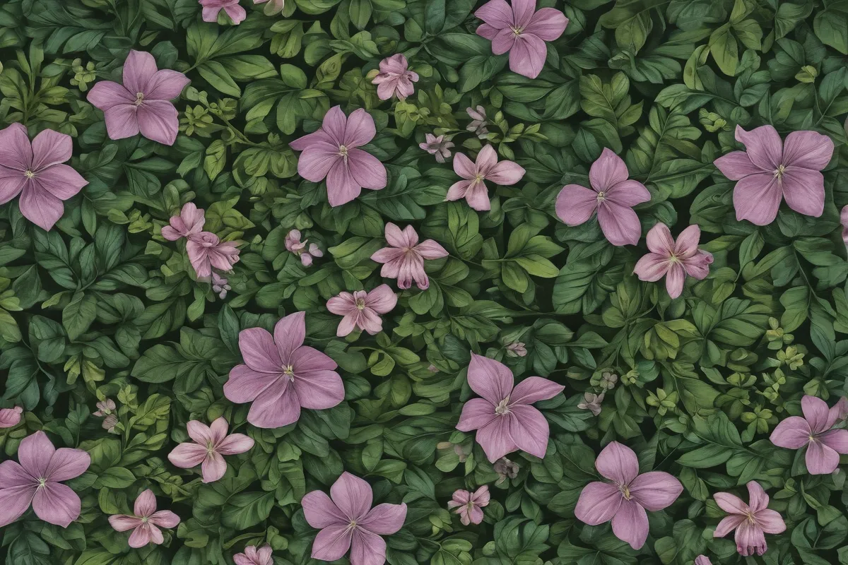 La pared tiene un entramado de la planta vinca pervinca europea. **(Note:** I included la pared for more natural phrasing.) Let me know if youd like other options!