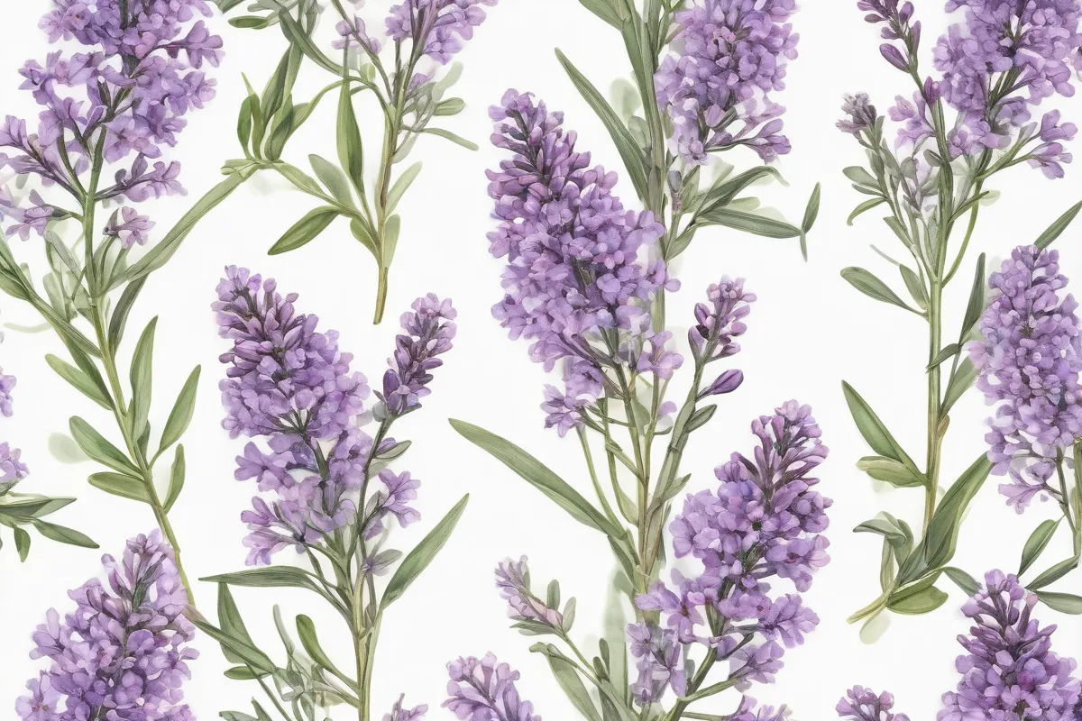 Illustration de flores Limonium con semillas detalladas sobre fondo blanco