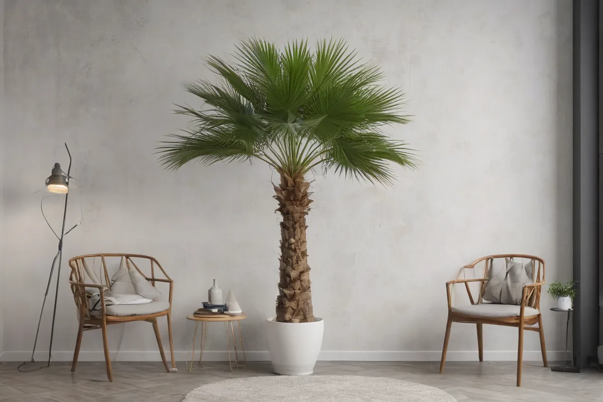 La palma de Washingtonia robusta es un ícono en la pared, ¡un bello recuerdo!