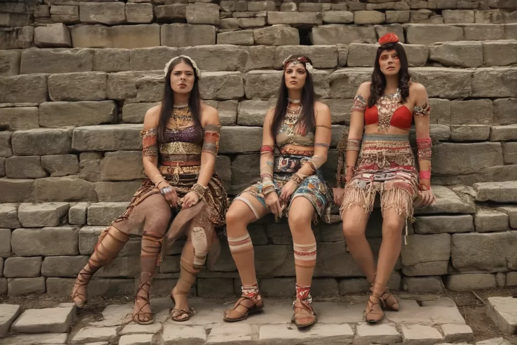 Ruinas azteca con diseños de medias antigüas