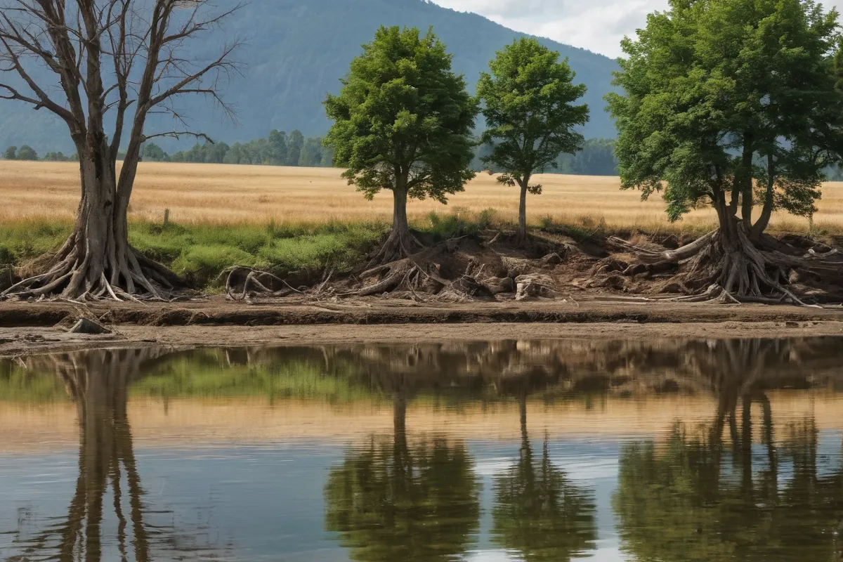 Recursos naturales de la agricultura: árboles, raíces, embalses y clima