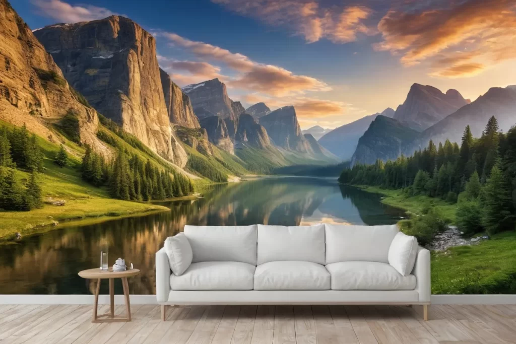 Escena de paisajes majestuosos en papel pintado