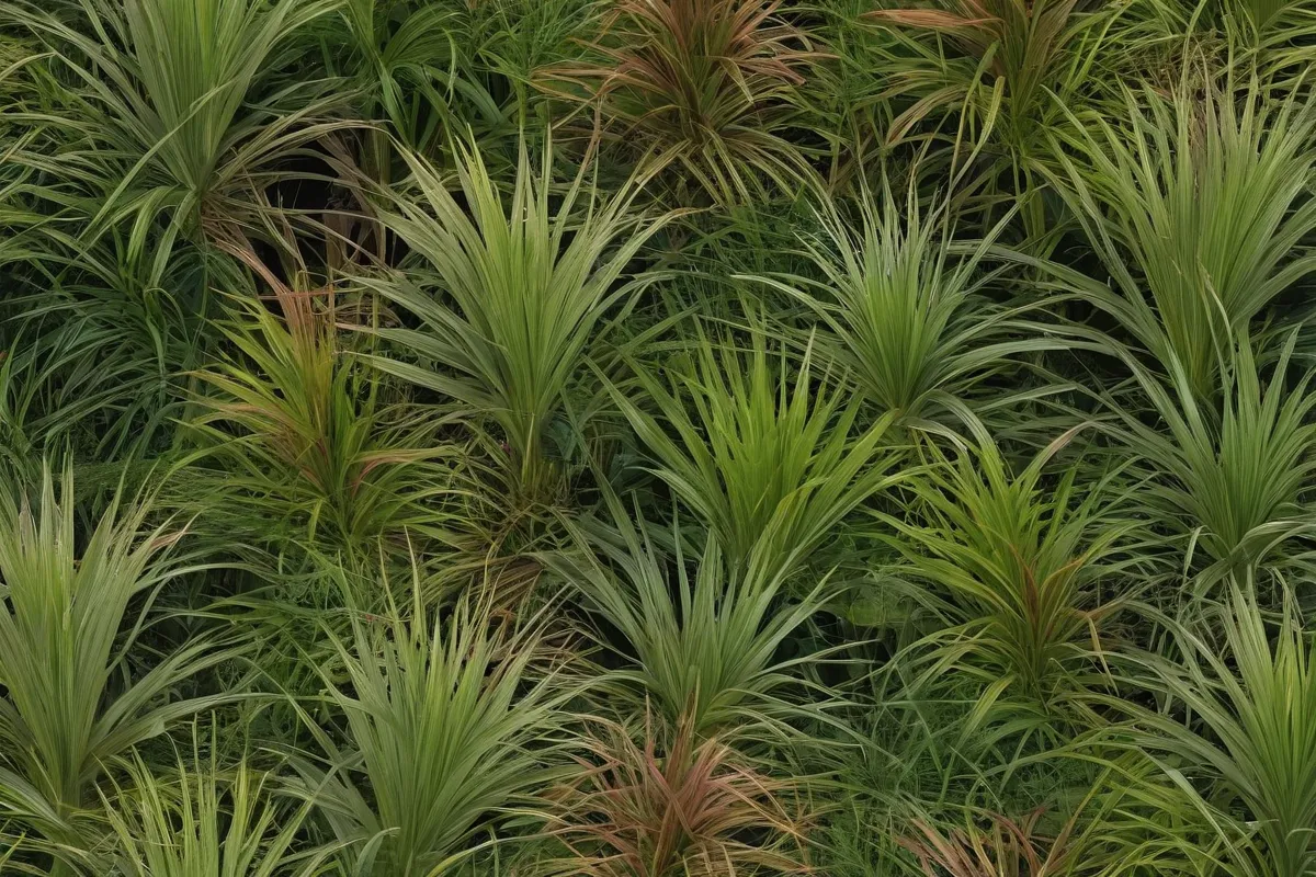 Papel de jardín con diseño de Carex comans verde olivio y bronce