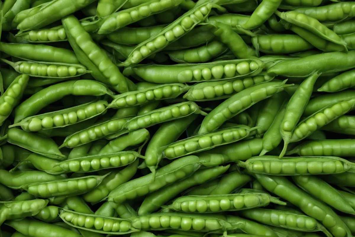 Podas de chícharo verde vibrantes y detalladas