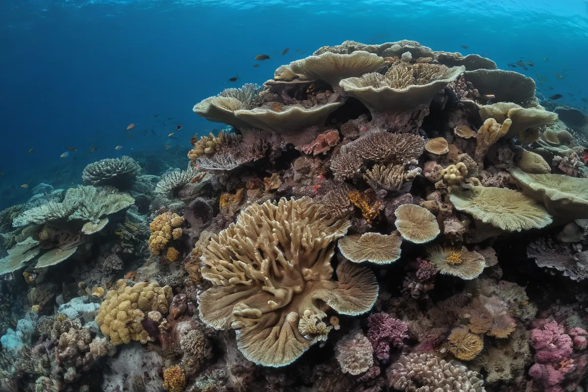 Las arrecifes de coral vibrante, biodiversidad amenazada y resistencia coralina
