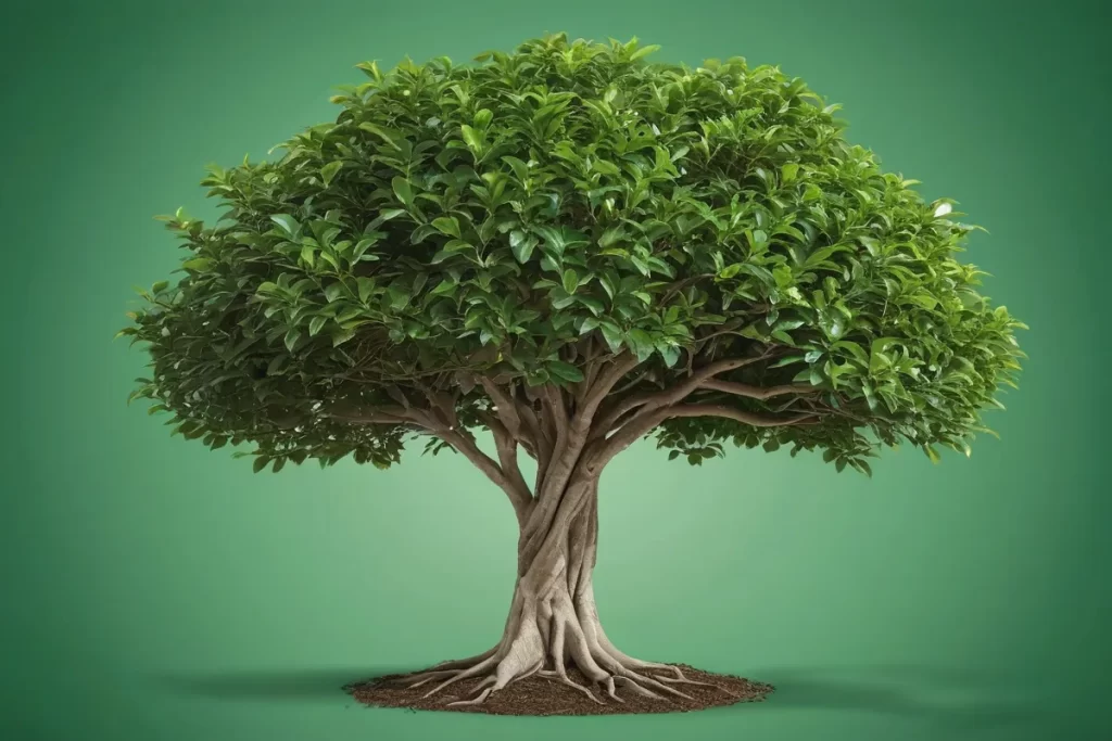 Un guía para el crecimiento de una ficus en un fondo verde