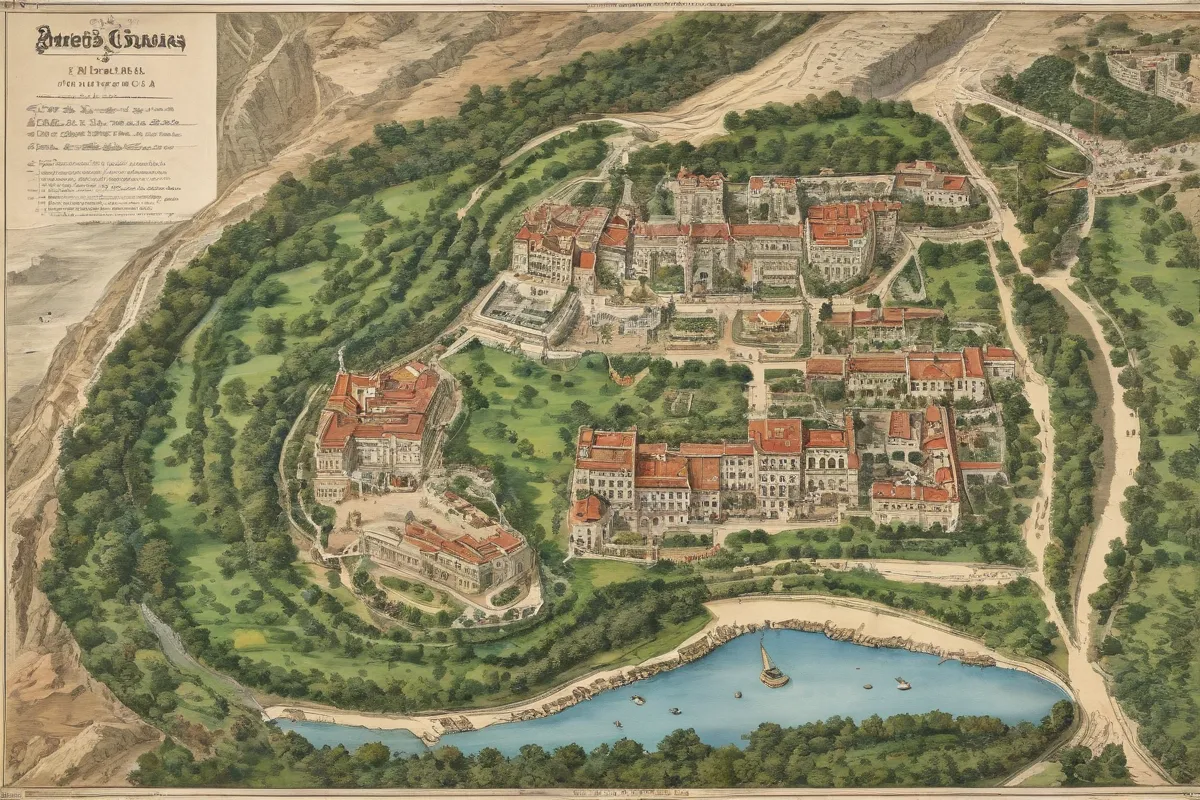 En un mapa vintage de los jardines de Málaga se ve la historia