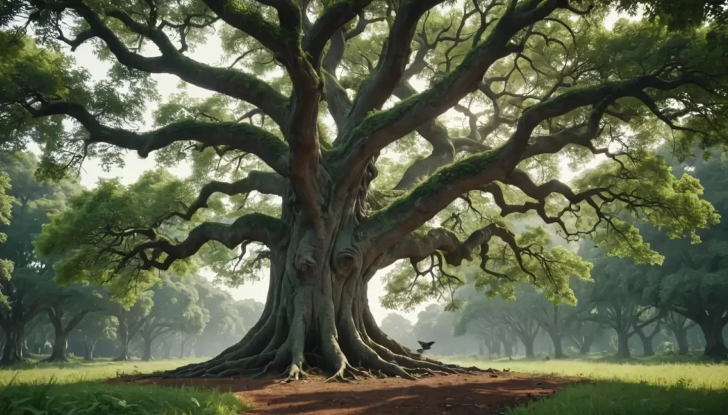 3D illustration of a majestic tree with sturdy trunk and branches