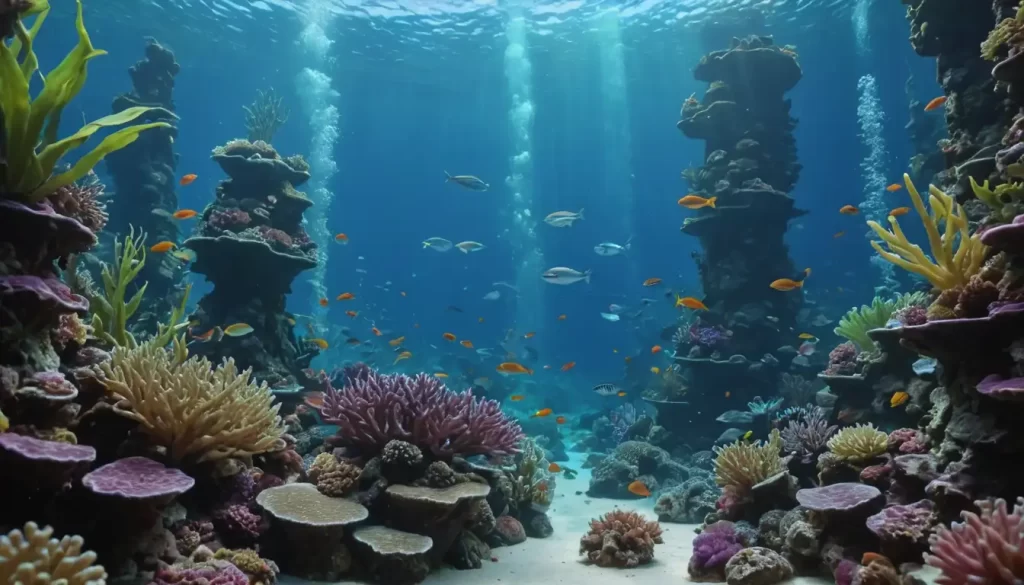 Fish swimming in a colorful aquarium