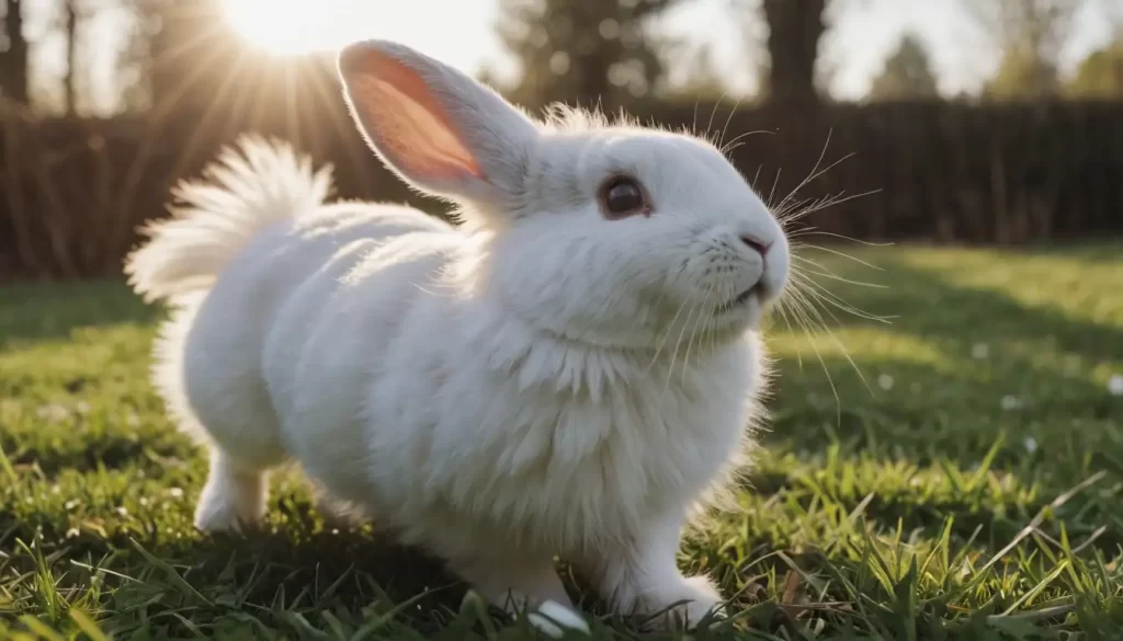 Fluffy rabbits hair being blown away by a strong wind