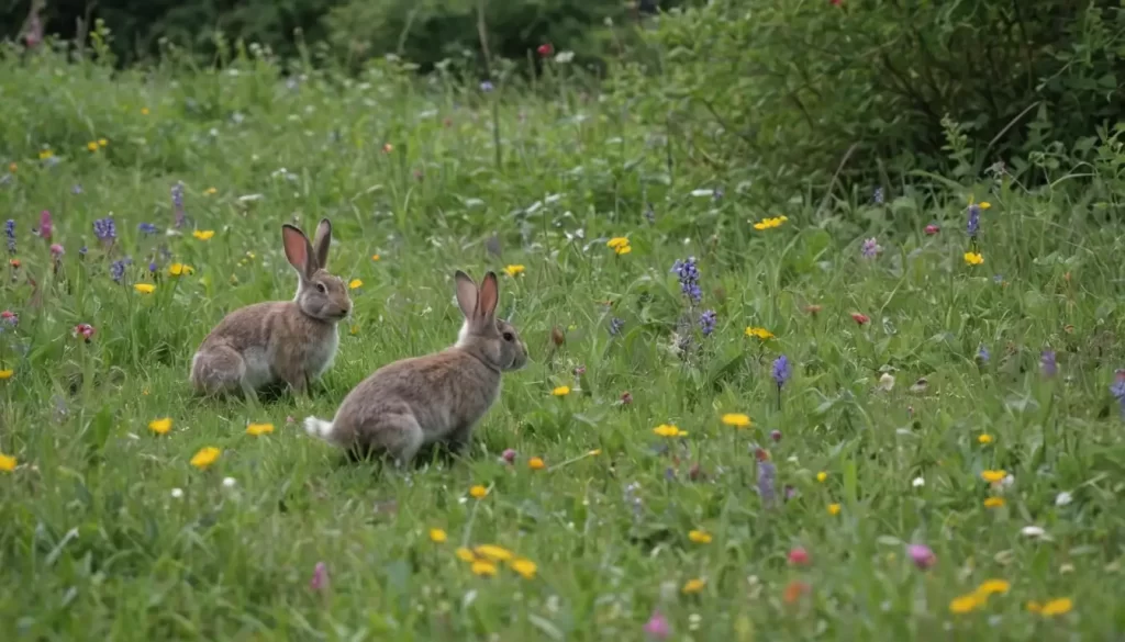 Rabbits in natural surroundings